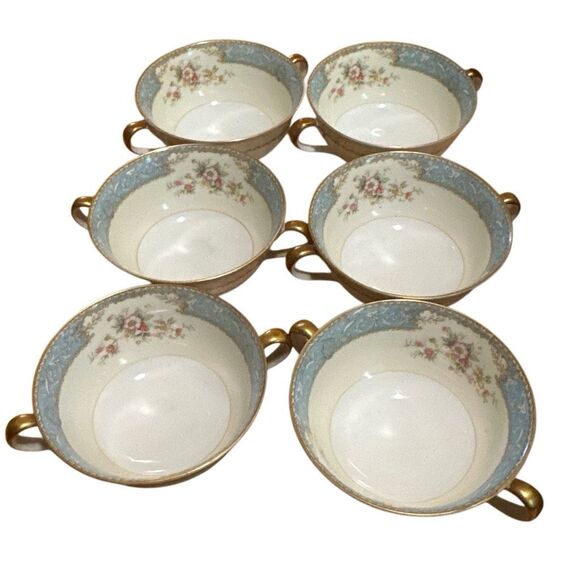 Japanese Vintage1940's 34 piece Noritake "Blue Dawn”  fine china set floral - Picture 7 of 10